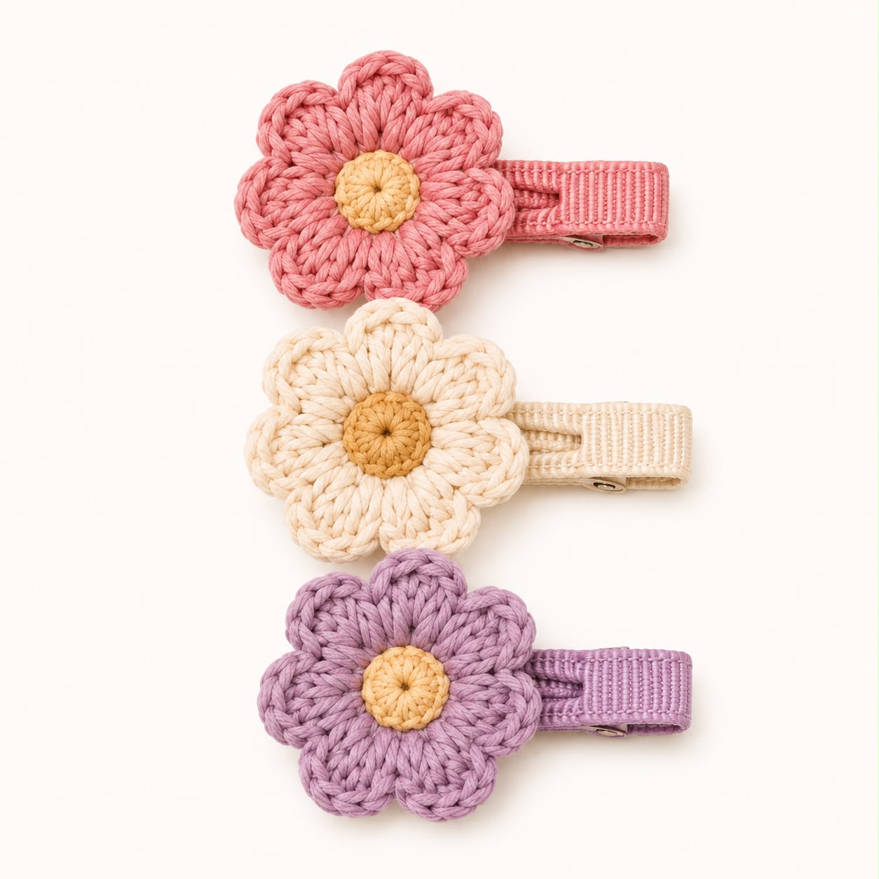 Crochet Flower Hair Clips